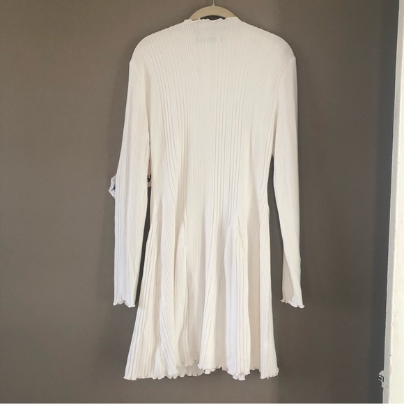 NWT. SO Ivory Cotton Knit Ribbed Mock Neck Skater Dress. Medium - Picture 3 of 8